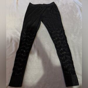 Black Embellished Women's Leggings